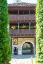 Entrance to the courtyard of the monastery of Troyan in Bulgaria Royalty Free Stock Photo