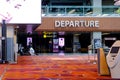 Entrance to Departure Hall at Terminal 1 Changi Airport is empty; no travellers