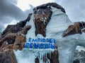 The entrance to the Empire of the Penguins ride at Seaworld in Orlando, FL