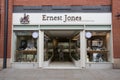 Entrance to Ernest Jones Jewellers store shop showing logo, sign, signage and branding Royalty Free Stock Photo