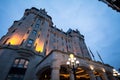 entrance to the Fairmont Chateau Laurier hotel in downtown Ottawa, Ontario. Royalty Free Stock Photo