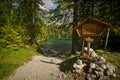 Entrance to famous Green lake - Gruener See - in Austria