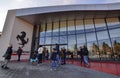 Entrance to the Ferrari museum, The black prancing horse leaves no doubt: we are in the home of engines