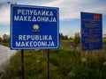 Entrance to FYROM, or Former Yugoslav Republic of Macedonia, as seen from the Greek border side. Royalty Free Stock Photo