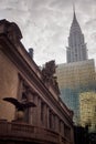 Entrance to Grand Central station in New York with the Chrysler building in the background Royalty Free Stock Photo