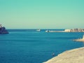 Entrance to the Grand Harbor of Malta; faded, retro style