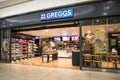 Entrance to Greegs bakery shop inside shopping mall