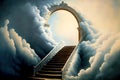 Entrance to heavenly place among clouds stairway to heaven Royalty Free Stock Photo