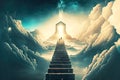 Entrance to heavenly place through clouds stairway to heaven Royalty Free Stock Photo