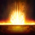 Entrance to hell, judgment day, burning doorway to hell Royalty Free Stock Photo