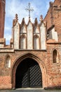 entrance to the historic medieval church of the Assumption of the Blessed Virgin Mary in the city of Torun