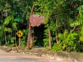 Entrance to jungle with blank sign