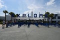 Entrance to Kennedy Space Center visitor center in Merritt Island, Florida. Royalty Free Stock Photo