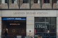 Entrance to London Bridge station, London, UK, people walking in front Royalty Free Stock Photo