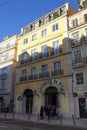 Entrance to lower station of the Bica Funicular, Ascensor da Bica, Lisbon, Portugal Royalty Free Stock Photo