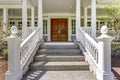 Entrance to a luxury country home with wrap-around deck. Royalty Free Stock Photo