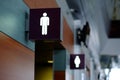 Entrance to the male and female toilet. Sign in airport Royalty Free Stock Photo
