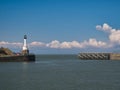 The entrance to Maryport Harbour on the Solway Coast in north west Cumbria, England, UK