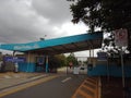 Entrance to the Max Feffer municipal park, trees, information signs, all located in the city of Suzano