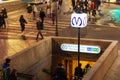 Entrance to the metro St. Petersburg. Nevsky Avenue.metro sign