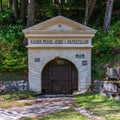 Entrance to Mining Tunnel Kaiser Franz Josef Hilfsstollen under Predil Pass in Log pod Mangartom, Bovec, Slovenia, Europe