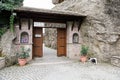 Entrance to the Monastery of Varlaam of the Meteora Eastern Orthodox monasteries complex in Kalabaka, Trikala, Thessaly, Greece Royalty Free Stock Photo