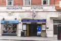 Entrance to the Moorgate Station in Moorgate, City of London Royalty Free Stock Photo