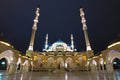 At the entrance to the mosque of `Heart of Chechnya`. Grozny, Chechen Republic