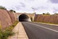 Entrance to mountain tunnel road in Madeira island