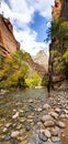 Entrance to the Narrows Virgin River flowing through Zion National Park , Utah Royalty Free Stock Photo