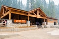 The Entrance to the new Mariposa Grove Welcome Plaza building in Yosemite National Park Royalty Free Stock Photo