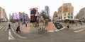 Entrance to the New York subway at West 34th Street and Fashion Avenue. 360 panorama VR equirectangular photo