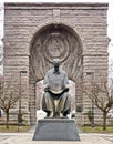 Entrance to Niagara Falls NY with statue of Nikola Tesla