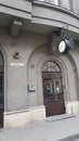 Entrance to old door of historic building in European city Lviv of Ukraine