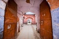 Entrance to the old Indian house through an rusty open gate in Pink City Royalty Free Stock Photo