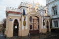 The entrance to one of the administrative buildings of the Odessa port