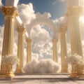 Entrance to paradise clouds sun and sky in doorway stairway to heaven. Royalty Free Stock Photo