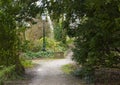 Entrance to park in Brugges Belgium lampost