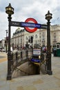 An entrance to Piccadilly Circus underground station in London
