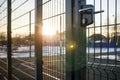 Entrance to the playground of fence and the wicket of the welded Royalty Free Stock Photo