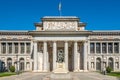 Entrance to Prado museum with Velazquez statue of Madrid Royalty Free Stock Photo