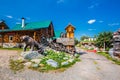 Entrance to the recreation center. The Altai Mountains, Southern