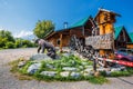 Entrance to the recreation center. The Altai Mountains, Southern