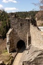 Entrance to ruined monastery of Oybin from above. Saxony. Germany Royalty Free Stock Photo