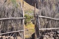 Entrance to a rural place made of stones, wood and straw Madeira,Portugal