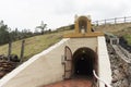 Entrance to a salt mine, open for sightseeing tours, in Nemocon, Colombia