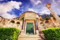 The entrance to Santi Cosma e Damiano basilica Temple of Romulus in the Roman Forum,