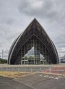 The entrance to the SEC Armadillo at Queens Dock, Clydeport in Glasgow, with its unique style of architecture.