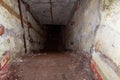 The entrance to secret disguised military bunker. Abandoned bomb shelter. Background