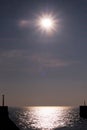 Entrance to Shoreham Harbour at sunset